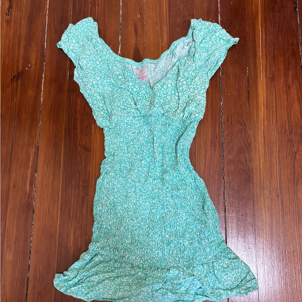 Aqua and White Mini Dress